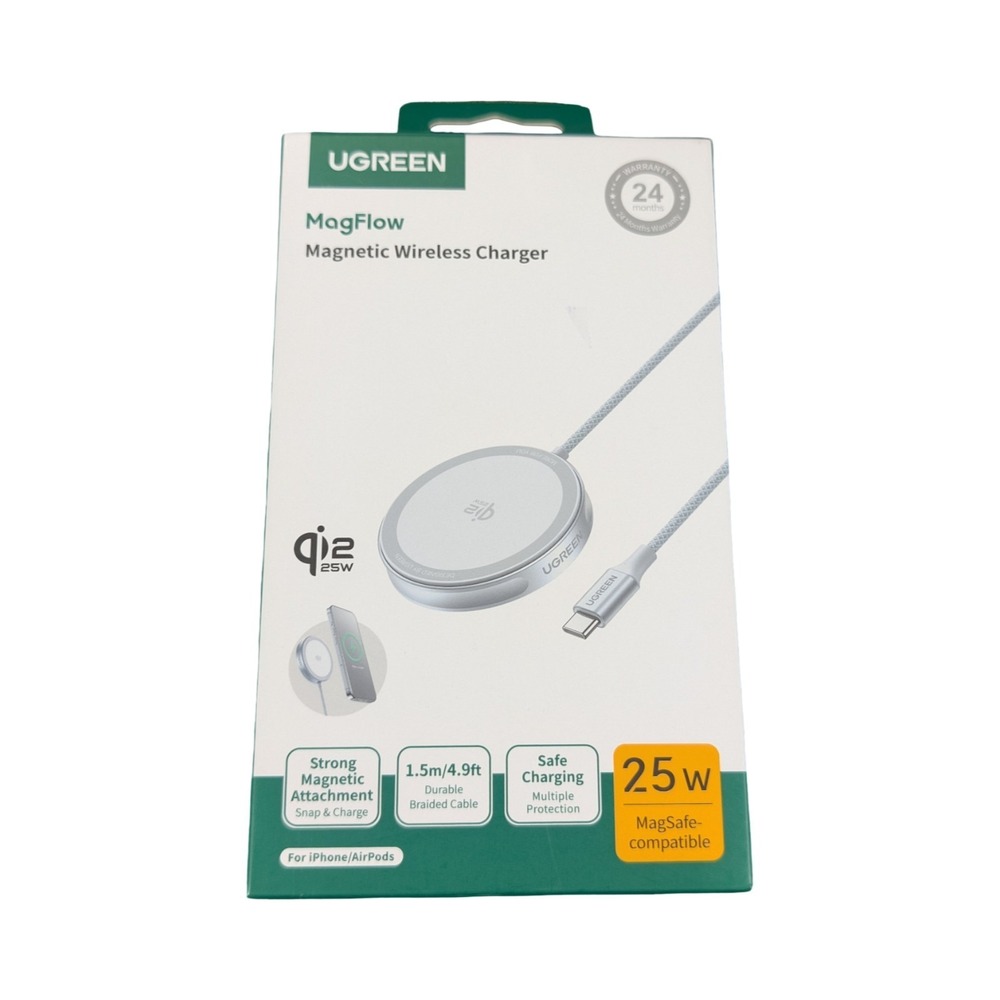Qq5O UGREEN Magflow‎ Qi2.2 25W Magnetic Wireless Charger For iPhone/AirPods "OB"